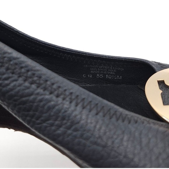 Tory Burch (Womens Size 10.5) Sally Peep Toe Wedge Pumps Blue Pebbled Leather - Picture 7 of 8